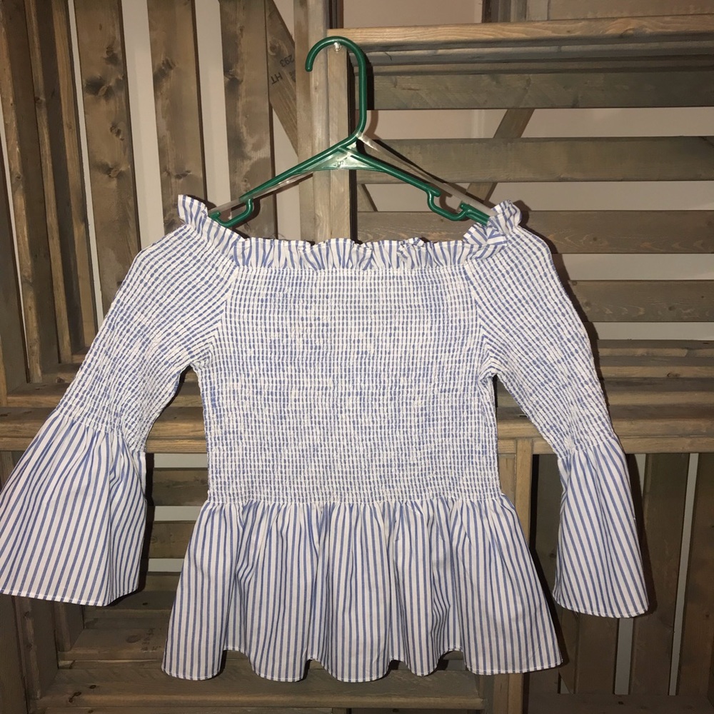 Striped off the shoulder blouse